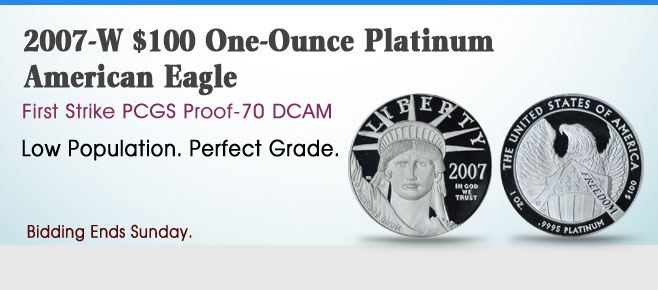 View the 2007-W $100 One-Ounce Platinum American Eagle  at GreatCollections